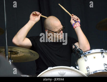 Patrick Wilson Weezer führt auf der Bühne während Arroyo Seco Wochenende Juni 25,2017 Brookside Golf Kurs in Pasadena, Kalifornien. Stockfoto