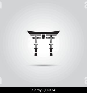 Itsukushima-Schrein Gate, Miyajima, Japan. EPS 10 Vektor Icon. Stock Vektor