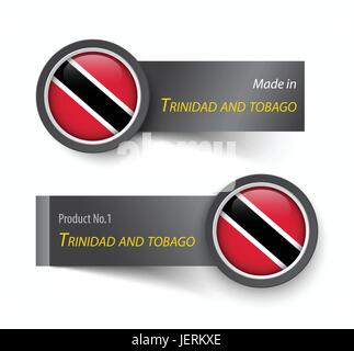 Flaggen-Symbol und Beschriftung mit Text in Trinidad und Tobago gab. Stock Vektor