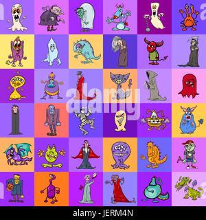 Cartoon Illustration Monster Fantasy Figuren Muster oder dekorative Papier-Design Stock Vektor