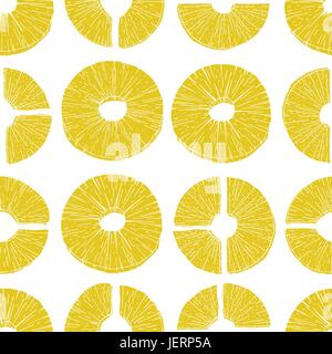 Nahtlose Muster Ananasscheiben. Vector Illustration Ananas im Stil der alten Tinte. Für Broschüren, Banner, Speisekarte und Markt Stock Vektor