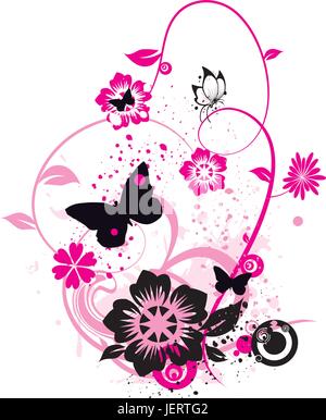 Blumen und Schmetterlinge Stock Vektor