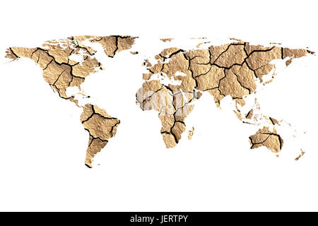 Konzeptbild von getrockneten Landschaft mit flachen Weltkarte eingerichtet NASA Welt Kartenbild verwendet Stockfoto