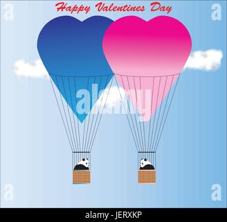Ballon, Dekoration, Karte, Panda, Romantik, Liebe, verliebt, verliebt Stock Vektor