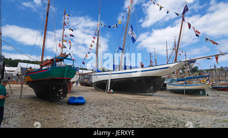 Traditionelle Boote in Cancale, Mousehole, bisquine Granvillaise, der Hafen von La Houle, maritime Festival: 'La Cancalaise à 30 ans" (Cancale, Fr). Stockfoto