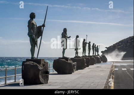 Guanchen Könige Statuen in Candelaria Stockfoto