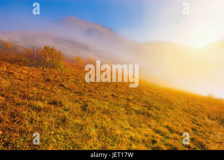 Fantastische Wolkengebilde oberhalb der Alm. Stockfoto