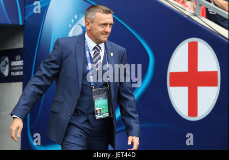 England-Manager Aidy Boothroyd, bevor die UEFA-U21-Europameisterschaft, Semi Final im Stadion Miejski, Tychy entsprechen. Stockfoto