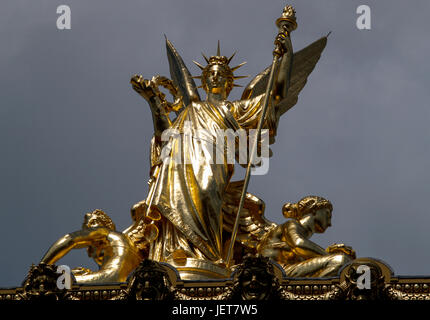 Opéra Garnier - PARIS FRANKREICH - DETAILS DER DACH UND GIEBEL - Corniche und Skulpturen - PARIS OPERA © Frédéric BEAUMONT Stockfoto