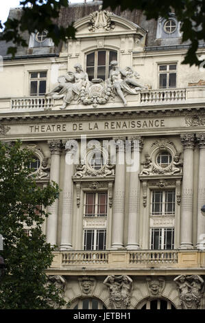 Frankreich, Paris, Theatre De La Renaissance, Fassade, Detail, Stockfoto