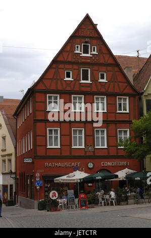 Deutschland, Bayern, Nördlingen, Straße, alte Stadt, Haus Fassade, Fachwerk, historisch, Stockfoto