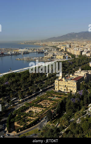 Spanien Malaga, Rathaus und Hafen Pedro Luis Alonso Garten, Stockfoto