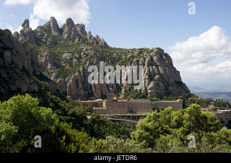 Spanien, Katalonien, Blick auf das Kloster von Montserrat, Stockfoto