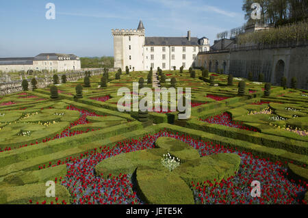 Frankreich, Schloss Villandry und Garten zu sperren, Stockfoto