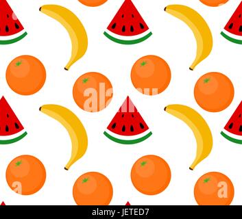 Nahtlose Hintergrund Obst Wassermelone, Banane, orange Stock Vektor