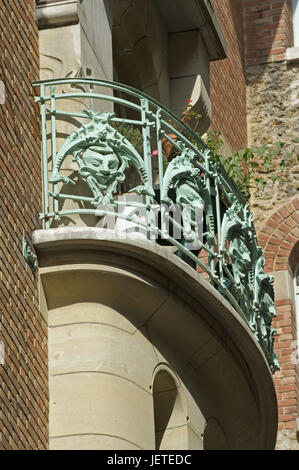 Frankreich, Paris, Rue La Fontaine, Castel Beranger, Balkon, Detail, Stockfoto