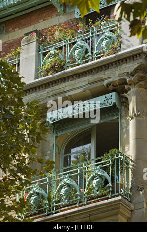 Frankreich, Paris, Rue La Fontaine, Castel Beranger, Balkone, Detail, Stockfoto