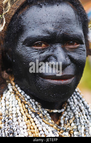 Papua Neu Guinea, Mitglied der Huli Sorte, Porträt, Stockfoto