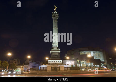 Frankreich, Paris, Place De La Bastille, Juli Säule, Opéra Bastille, Beleuchtung, Abend, Stockfoto