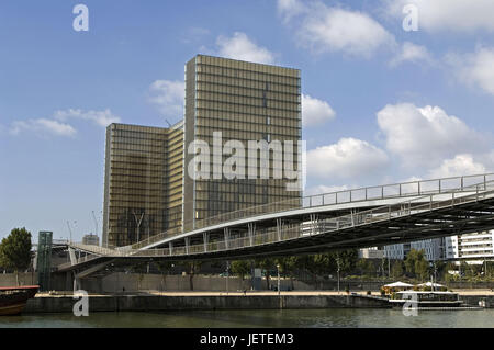 Frankreich, Paris, Fussgängerbrücke Simone de Beauvoir, nationale Bibliothek, flux sein, Stockfoto