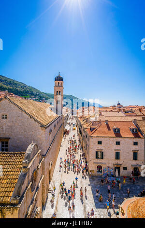 Das berühmte Stradum in der Altstadt von Dubrovnik, Kroatien Stockfoto