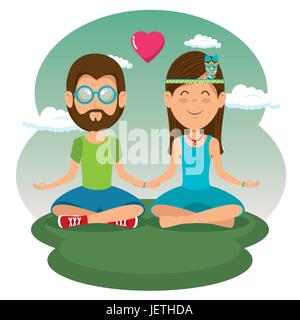 Hippie-Menschen cartoon Stock Vektor