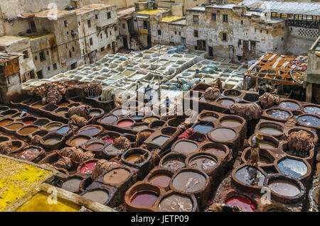 Gerberei in Fez, Marokko Stockfoto