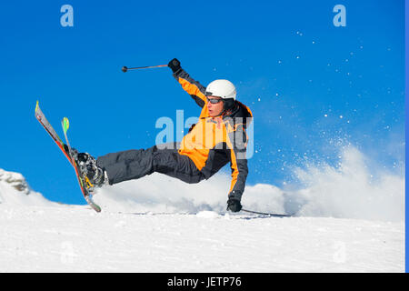 Skifahrer in Aktion, Skifahrer in Schenna Stockfoto