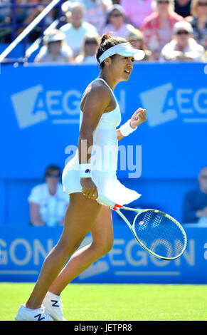 Heather Watson (GB) auf dem Centrecourt, Eastbourne zu gewinnen. 26. Juni 2017 Stockfoto
