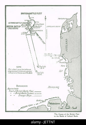 Diese Karte zeigt den Verlauf der britischen Flotte, Schlacht von Jütland, 1916 Stockfoto