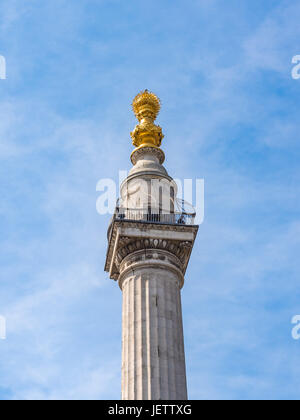 Denkmal für den großen Brand von London, UK Stockfoto