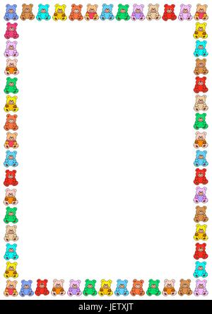 Spielzeug, Teddy, Teddybär, Teddybär, Spielzeug, Rand, Grenze, Grafiken, Grafik, Stock Vektor