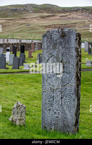 Farr Stein, Klasse II piktische Symbol Stein außerhalb des Museums leitet bei hebt, Bettyhill, Caithness, Schottisches Hochland, Schottland Stockfoto