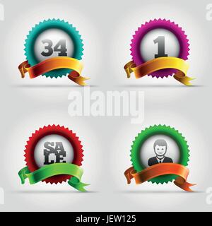 Banner, Label, Symbol, Abzeichen, Vektor, Award, Auszeichnung, Design, blau, Menschen, Stock Vektor