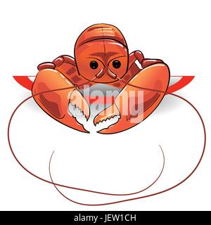 Lebensmittel, Nahrungsmittel, Tiere, Malerei, Hummer, Klaue, Meeresfrüchte, zubereitet, Stock Vektor