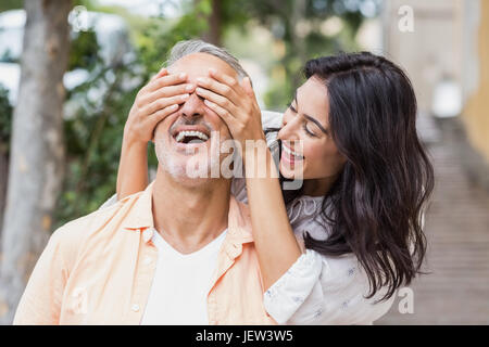 Fröhliche Frau, die Augen des Menschen Stockfoto