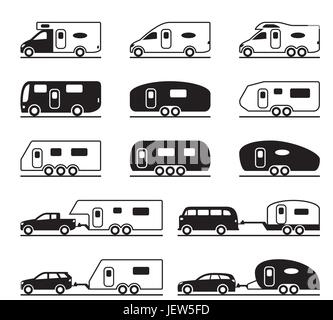 Verschiedene Wohnwagen und Camper - Vektor-illustration Stock Vektor