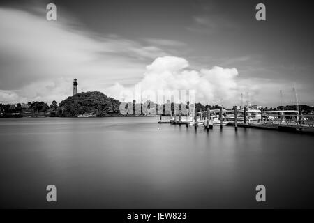 Leuchtturm in Jupiter Florida in schwarz / weiß Stockfoto