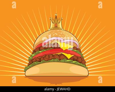 Lebensmittel, Nahrungsmittel, Speise, Mahlzeit, Hamburger, Burger, Abendessen, Abendessen, Cheeseburger, Stock Vektor