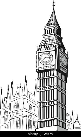 Reisen Sie, Illustration, London, Großbritannien, Skizze, Foto, Bild, Abbild, Kopie, Stock Vektor