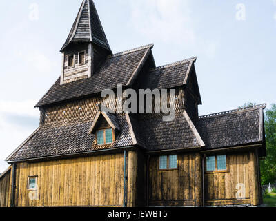 Hölzerne Stabkirche Urnes Kirche älteste Norwegens Stabkirchen, enthalten auf der UNESCO Liste des Weltkulturerbes, erbaut um 1130 Stockfoto