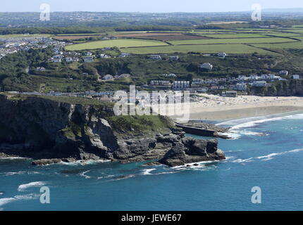 Luftaufnahme von Portreath in Cornwall aus der Luft Stockfoto