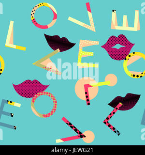 Nahtlose Muster. Liebesbriefe auf geometrischen Hintergrund. Trendige Dekoration design Stockfoto