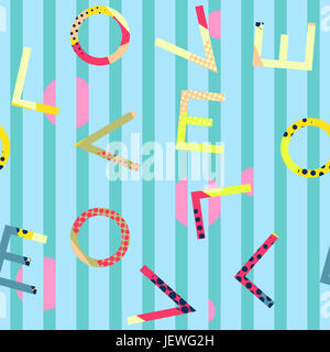 Nahtlose Muster. Liebesbriefe auf geometrischen Hintergrund. Trendige Dekoration design Stockfoto