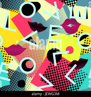 Nahtlose Muster. Liebesbriefe auf geometrischen Hintergrund. Trendige Dekoration design Stockfoto