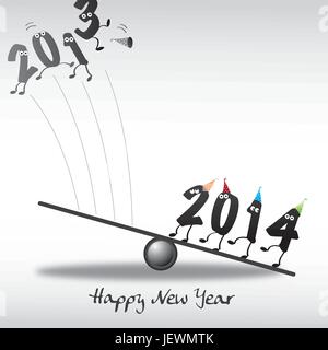 2014 Frohes neues Jahr Grußkarte, Zahlen Stock Vektor