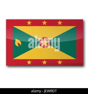 Flagge, Antillen, Grenada, Karibik, Englisch, Insel, Insel, Urlaub, Urlaub, Stock Vektor