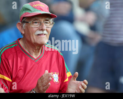 20. Juni 2017, Stadion Miejski, Gdynii, Polen; UEFA European U21 Fußball Meisterschaften. Portugal gegen Spanien;  Fan von Portugal Stockfoto