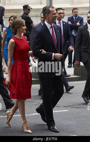 Madrid, Spanien. 28. Juni 2017. König Felipe von Spanien, Königin Letizia von Spanien besuchten das Gedenken an den 40. Jahrestag der Wahlen vom 15. Juni 1977 im Palacio de Las Cortes am 28. Juni 2017 in Madrid Credit: Jack Abuin/ZUMA Draht/Alamy Live News Stockfoto