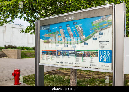 Montreal, Kanada - 27. Mai 2017: Nahaufnahme der Karte port der alten Stadt in der Region Quebec Stockfoto